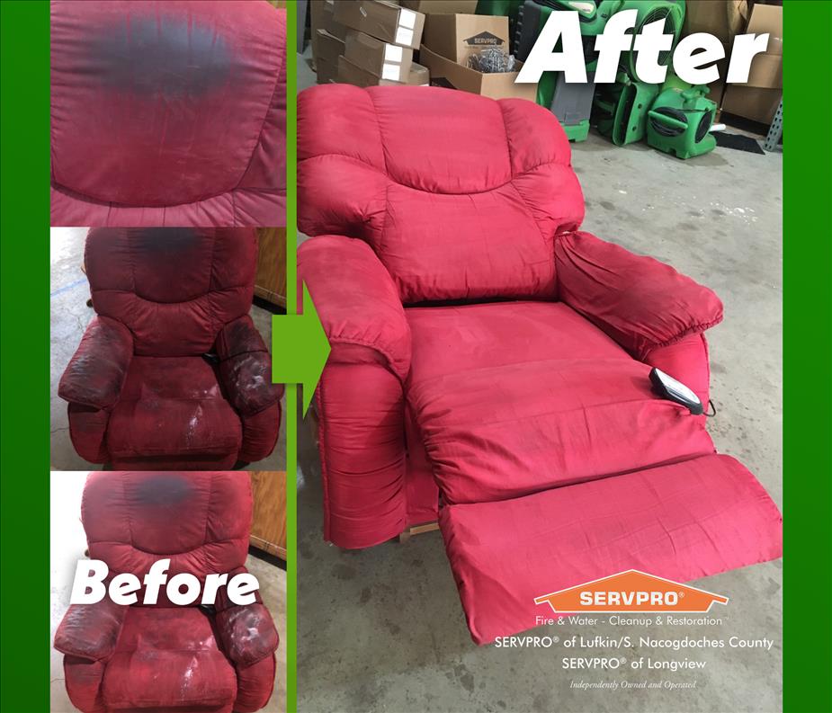 Before and After Picture of Restored Recliner
